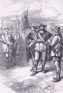 1665年にボストンに上陸した委員、アメリカ合衆国のパブのカッセルの歴史のイラスト。 Petter＆Galpin c.1890著 作： American School